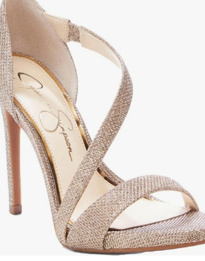 Jessica Simpson Gold Glitter Strappy High Heel Sandals